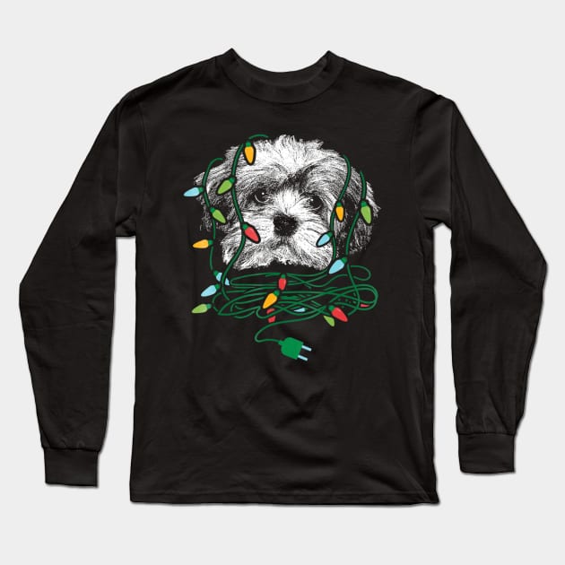 Havanese Dog Christmas Lights Long Sleeve T-Shirt by IainDodes